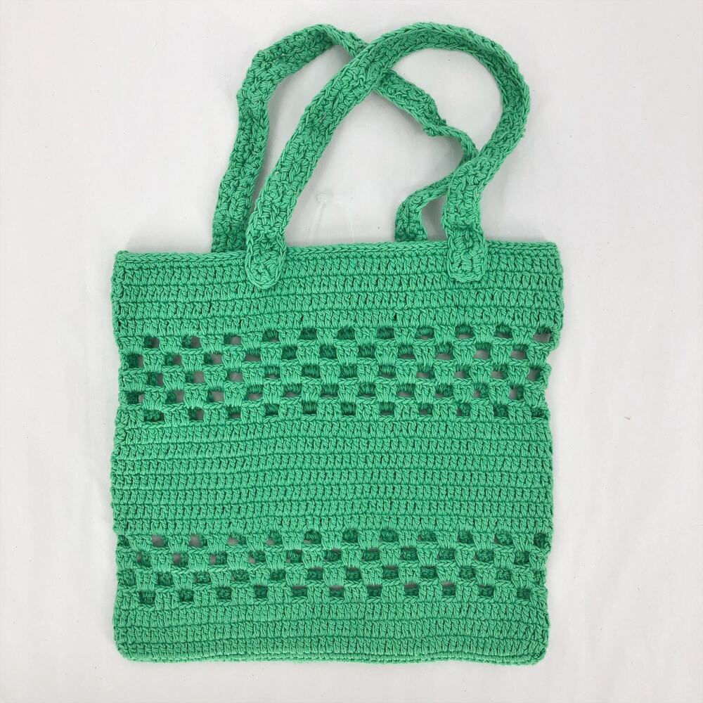VENESSA ARIZAGA Crochet Mini Tote Bag in Green 8.5" W 8" L 100% Cotton NWOT - Picture 5 of 6